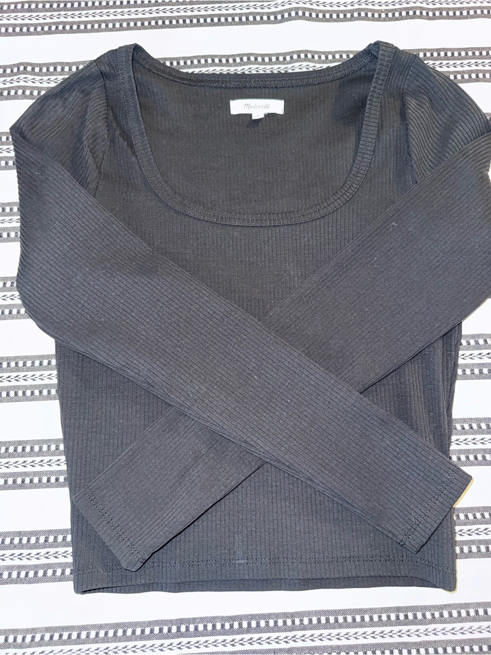 Madewell Black Ribbed Long-Sleeve Scoop Top - Picture 6 of 8